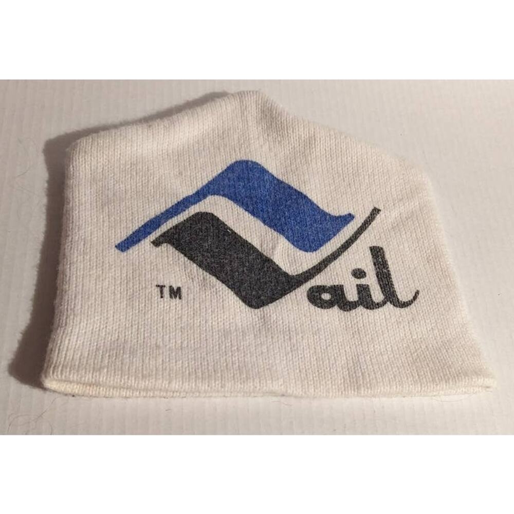 Vintage Vail Ski Resort White Knit Adult Beanie Colorado Travel Souvenir